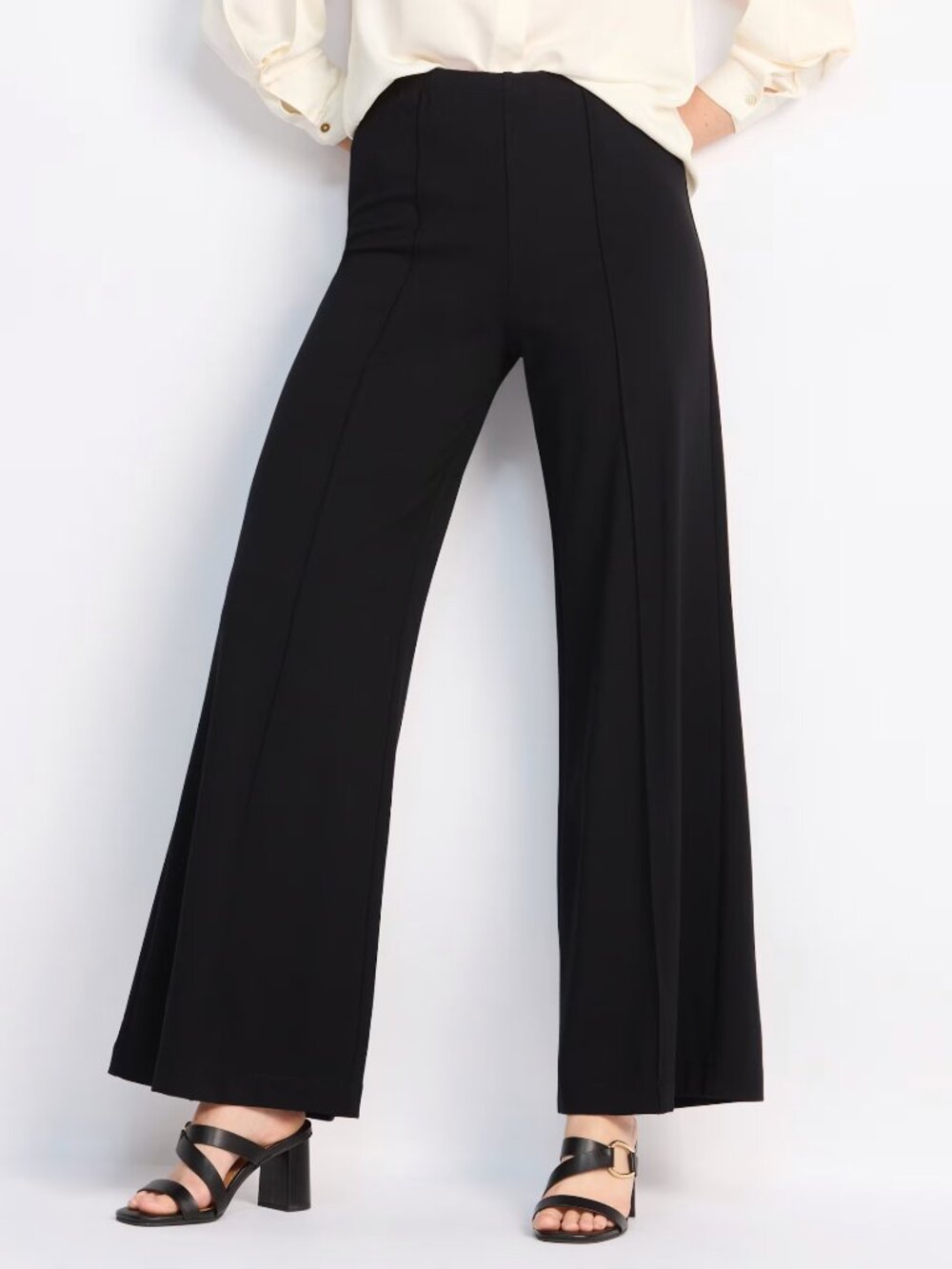 Kut From The Kloth Geru Wide Leg Pants Black High Rise Stretch Size L